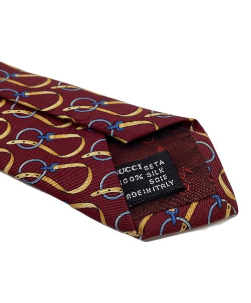 GUCCI（グッチ）GUCCI (グッチ) ベルト柄シルクネクタイ レッド サイズ:不明の古着・服飾アイテム