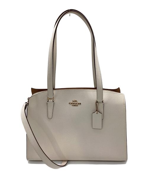 COACH（コーチ）COACH (コーチ) テイタム キャリーオール 2WAYショルダーバッグ ベージュの古着・服飾アイテム