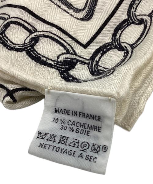 HERMES（エルメス）HERMES (エルメス) HERMES　カレイドスコープ・エフェクト　大判ストール ベージュ×ブラックの古着・服飾アイテム