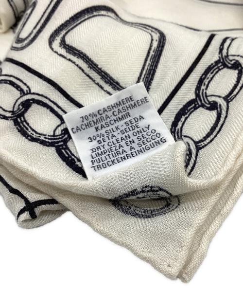 HERMES（エルメス）HERMES (エルメス) HERMES　カレイドスコープ・エフェクト　大判ストール ベージュ×ブラックの古着・服飾アイテム