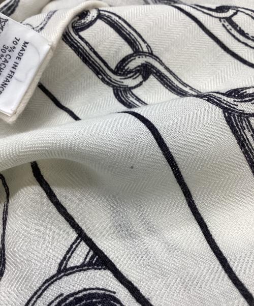 HERMES（エルメス）HERMES (エルメス) HERMES　カレイドスコープ・エフェクト　大判ストール ベージュ×ブラックの古着・服飾アイテム
