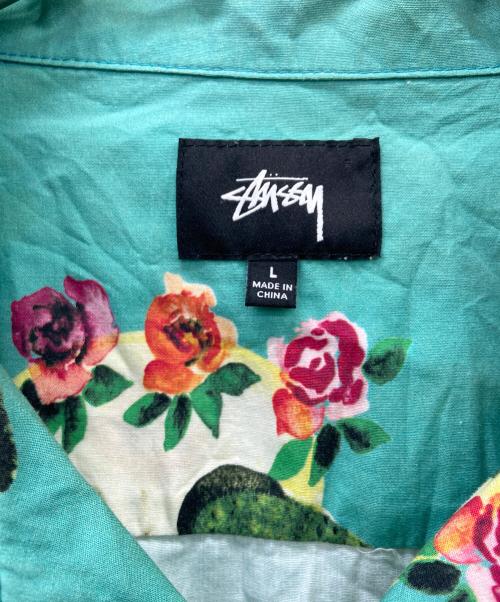 stussy（ステューシー）stussy (ステューシー) 半袖シャツ グリーン×ホワイト サイズ:Lの古着・服飾アイテム