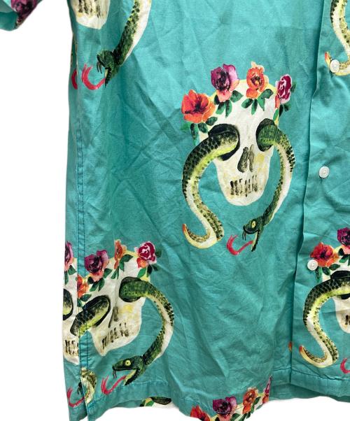 stussy（ステューシー）stussy (ステューシー) 半袖シャツ グリーン×ホワイト サイズ:Lの古着・服飾アイテム