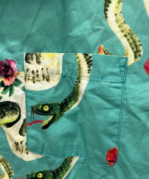 stussy（ステューシー）stussy (ステューシー) 半袖シャツ グリーン×ホワイト サイズ:Lの古着・服飾アイテム