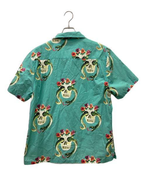 stussy（ステューシー）stussy (ステューシー) 半袖シャツ グリーン×ホワイト サイズ:Lの古着・服飾アイテム