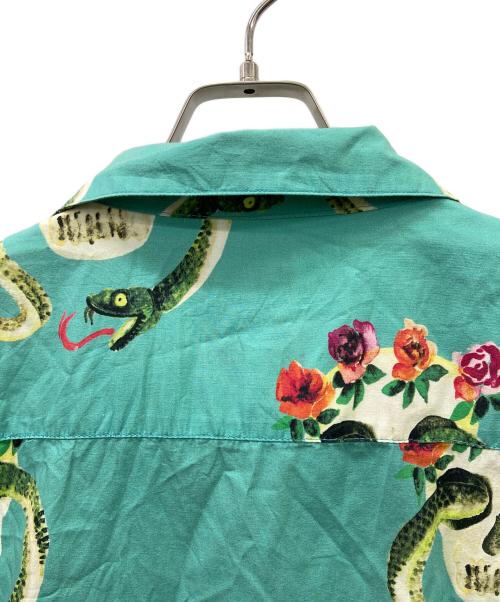 stussy（ステューシー）stussy (ステューシー) 半袖シャツ グリーン×ホワイト サイズ:Lの古着・服飾アイテム