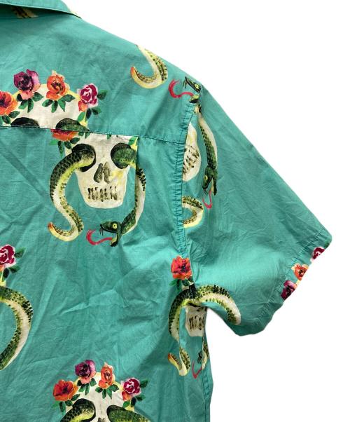 stussy（ステューシー）stussy (ステューシー) 半袖シャツ グリーン×ホワイト サイズ:Lの古着・服飾アイテム