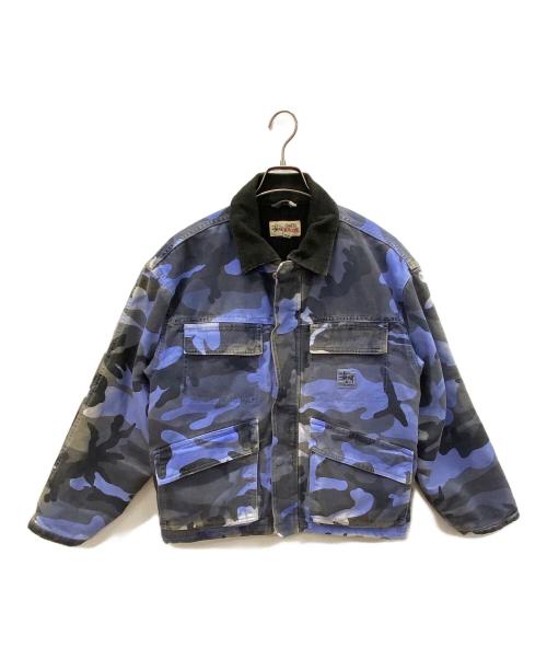 stussy（ステューシー）stussy (ステューシー) Spray Dye Canvas ShopJacket ブルー×ブラック サイズ:Ｓの古着・服飾アイテム