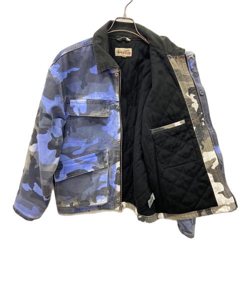 stussy（ステューシー）stussy (ステューシー) Spray Dye Canvas ShopJacket ブルー×ブラック サイズ:Ｓの古着・服飾アイテム
