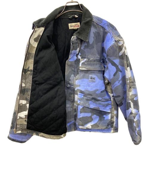 stussy（ステューシー）stussy (ステューシー) Spray Dye Canvas ShopJacket ブルー×ブラック サイズ:Ｓの古着・服飾アイテム