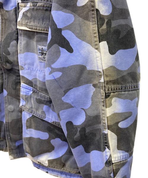 stussy（ステューシー）stussy (ステューシー) Spray Dye Canvas ShopJacket ブルー×ブラック サイズ:Ｓの古着・服飾アイテム