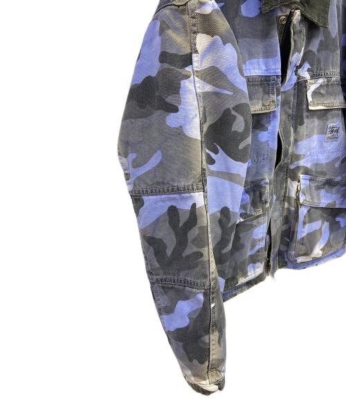 stussy（ステューシー）stussy (ステューシー) Spray Dye Canvas ShopJacket ブルー×ブラック サイズ:Ｓの古着・服飾アイテム