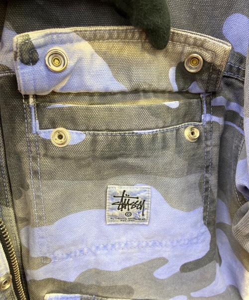 stussy（ステューシー）stussy (ステューシー) Spray Dye Canvas ShopJacket ブルー×ブラック サイズ:Ｓの古着・服飾アイテム