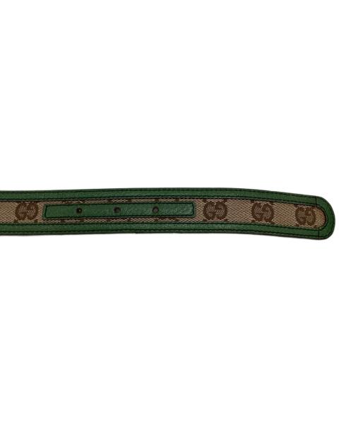 GUCCI（グッチ）GUCCI (グッチ) GUCCI　GGキャンバス　インターロッキングベルト ベージュ×グリーンの古着・服飾アイテム