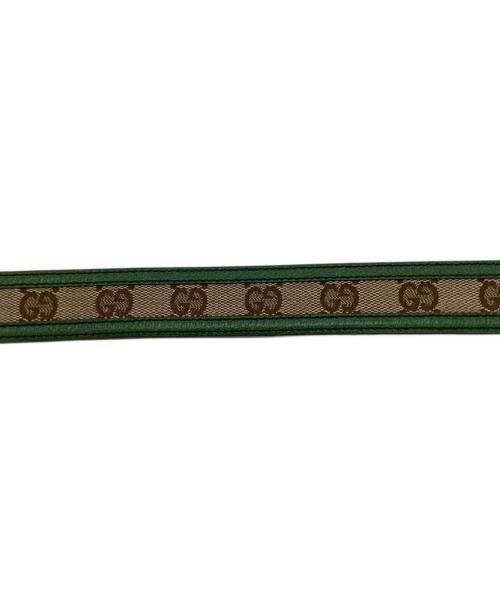 GUCCI（グッチ）GUCCI (グッチ) GUCCI　GGキャンバス　インターロッキングベルト ベージュ×グリーンの古着・服飾アイテム