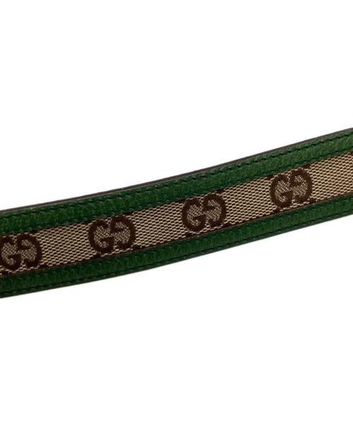 GUCCI（グッチ）GUCCI (グッチ) GUCCI　GGキャンバス　インターロッキングベルト ベージュ×グリーンの古着・服飾アイテム