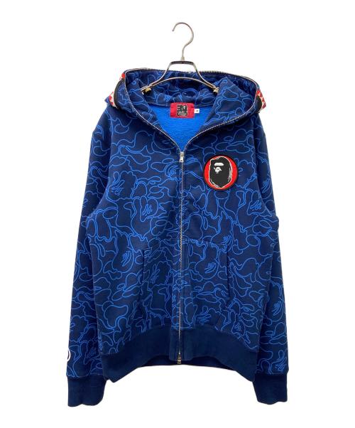 A BATHING APE（ア ベイシング エイプ）A BATHING APE (ア ベイシング エイプ) シャークジップパーカー ブルー サイズ:Mの古着・服飾アイテム
