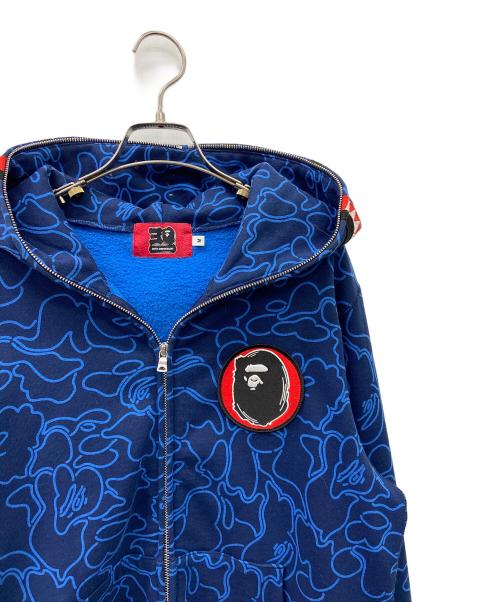 A BATHING APE（ア ベイシング エイプ）A BATHING APE (ア ベイシング エイプ) シャークジップパーカー ブルー サイズ:Mの古着・服飾アイテム