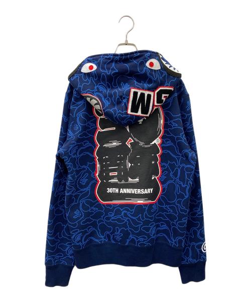 A BATHING APE（ア ベイシング エイプ）A BATHING APE (ア ベイシング エイプ) シャークジップパーカー ブルー サイズ:Mの古着・服飾アイテム