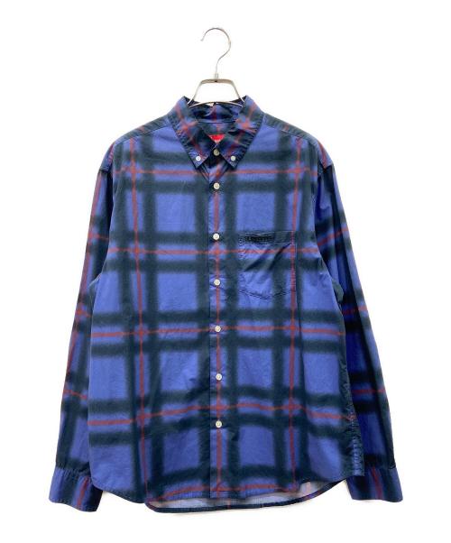 SUPREME（シュプリーム）Supreme (シュプリーム) Supreme　Spray Tartan Shirt　21SS　長袖シャツ ブルー×オレンジ サイズ:Sの古着・服飾アイテム