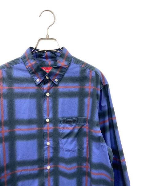 SUPREME（シュプリーム）Supreme (シュプリーム) Supreme　Spray Tartan Shirt　21SS　長袖シャツ ブルー×オレンジ サイズ:Sの古着・服飾アイテム