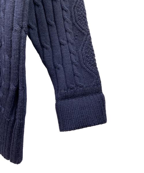 Burberry's（バーバリー）Burberry's (バーバリー) Burberry's　ロゴケーブルニット 80s-90s イングランド製　厚手ニット ネイビー サイズ:38の古着・服飾アイテム