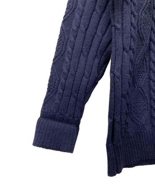 Burberry's（バーバリー）Burberry's (バーバリー) Burberry's　ロゴケーブルニット 80s-90s イングランド製　厚手ニット ネイビー サイズ:38の古着・服飾アイテム