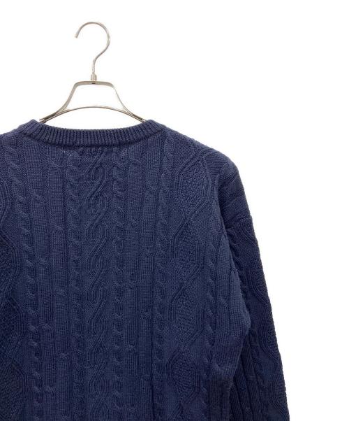 Burberry's（バーバリー）Burberry's (バーバリー) Burberry's　ロゴケーブルニット 80s-90s イングランド製　厚手ニット ネイビー サイズ:38の古着・服飾アイテム