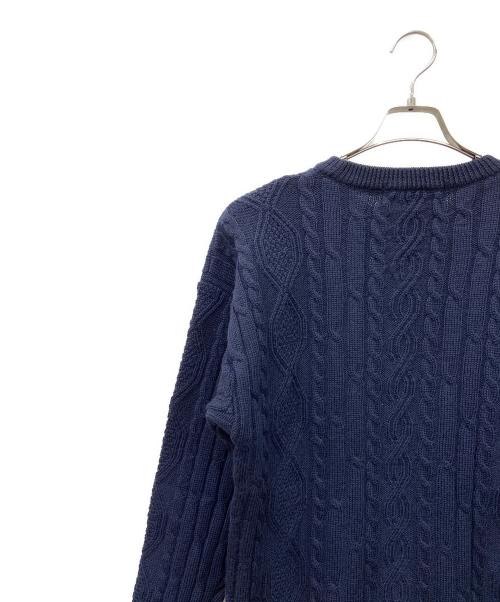 Burberry's（バーバリー）Burberry's (バーバリー) Burberry's　ロゴケーブルニット 80s-90s イングランド製　厚手ニット ネイビー サイズ:38の古着・服飾アイテム