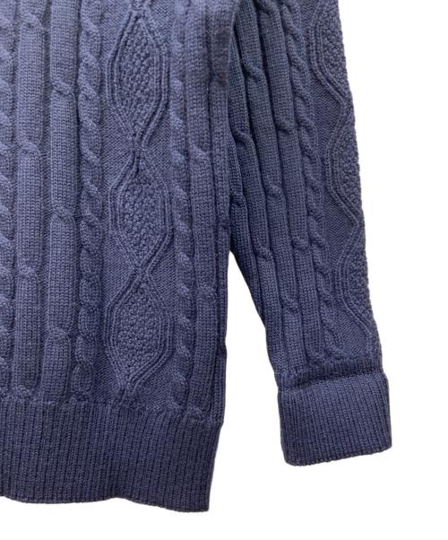 Burberry's（バーバリー）Burberry's (バーバリー) Burberry's　ロゴケーブルニット 80s-90s イングランド製　厚手ニット ネイビー サイズ:38の古着・服飾アイテム