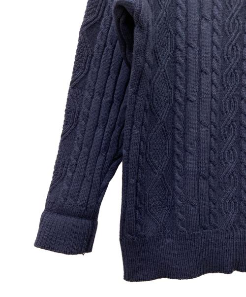 Burberry's（バーバリー）Burberry's (バーバリー) Burberry's　ロゴケーブルニット 80s-90s イングランド製　厚手ニット ネイビー サイズ:38の古着・服飾アイテム