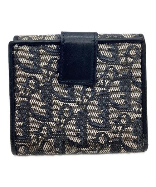 Christian Dior（クリスチャン ディオール）Christian Dior (クリスチャン ディオール) Christian Dior 　トロッター　3つ折り財布 ネイビー×ベージュの古着・服飾アイテム