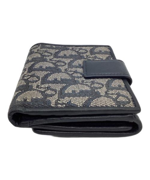 Christian Dior（クリスチャン ディオール）Christian Dior (クリスチャン ディオール) Christian Dior 　トロッター　3つ折り財布 ネイビー×ベージュの古着・服飾アイテム