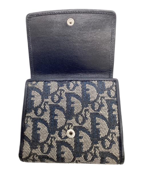 Christian Dior（クリスチャン ディオール）Christian Dior (クリスチャン ディオール) Christian Dior 　トロッター　3つ折り財布 ネイビー×ベージュの古着・服飾アイテム