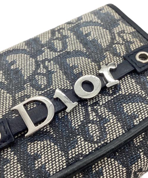 Christian Dior（クリスチャン ディオール）Christian Dior (クリスチャン ディオール) Christian Dior 　トロッター　3つ折り財布 ネイビー×ベージュの古着・服飾アイテム