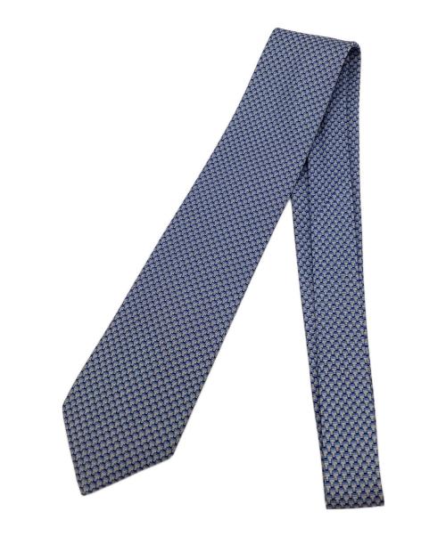 HERMES（エルメス）HERMES (エルメス) 総柄シルク100％ネクタイ ブルー サイズ:なしの古着・服飾アイテム