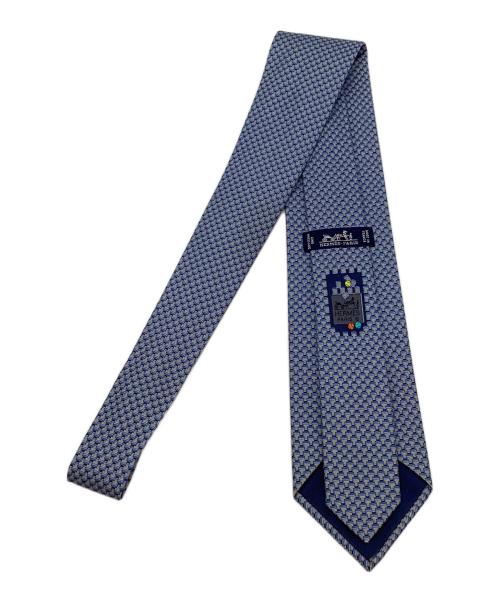 HERMES（エルメス）HERMES (エルメス) 総柄シルク100％ネクタイ ブルー サイズ:なしの古着・服飾アイテム