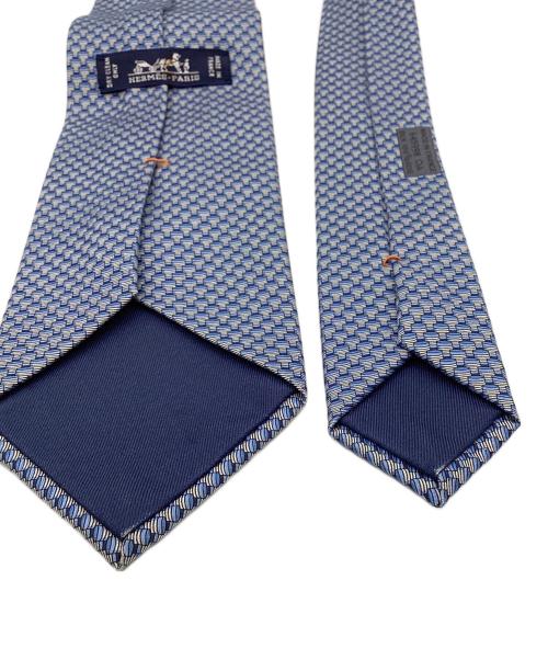 HERMES（エルメス）HERMES (エルメス) 総柄シルク100％ネクタイ ブルー サイズ:なしの古着・服飾アイテム