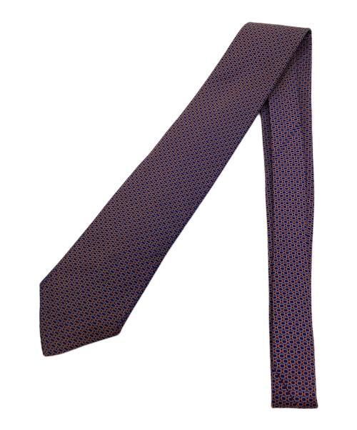 HERMES（エルメス）HERMES (エルメス) Hロゴシルク100％ネクタイ ネイビー×オレンジ サイズ:なしの古着・服飾アイテム