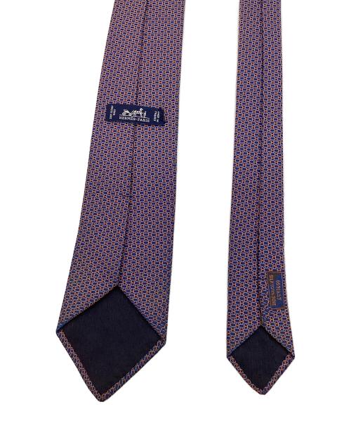 HERMES（エルメス）HERMES (エルメス) Hロゴシルク100％ネクタイ ネイビー×オレンジ サイズ:なしの古着・服飾アイテム