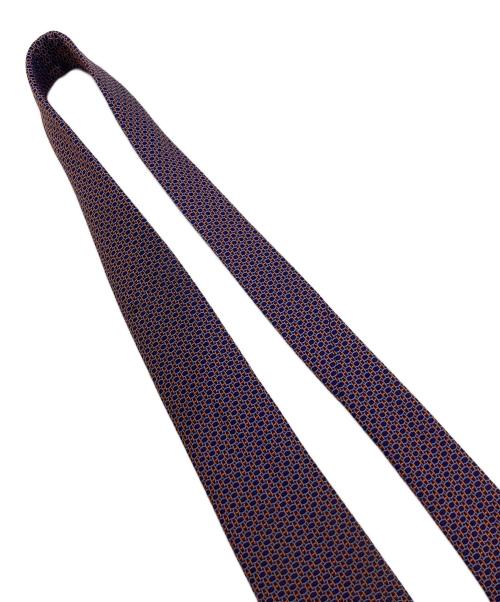 HERMES（エルメス）HERMES (エルメス) Hロゴシルク100％ネクタイ ネイビー×オレンジ サイズ:なしの古着・服飾アイテム
