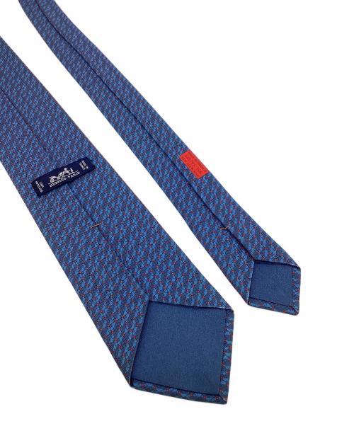 HERMES（エルメス）HERMES (エルメス) 総柄シルク100％ネクタイ ネイビー×レッド サイズ:なしの古着・服飾アイテム