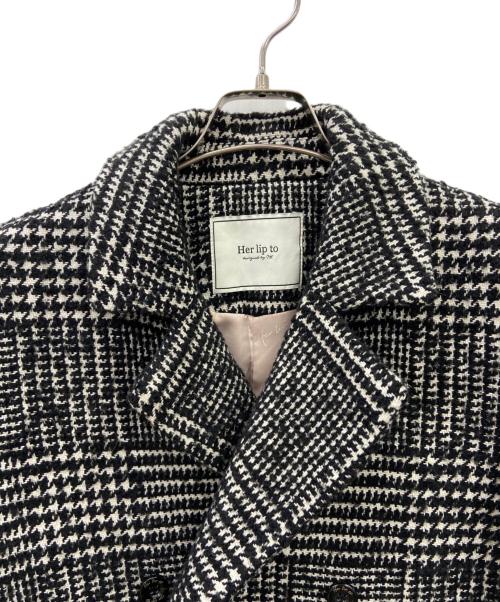 HER LIP TO（ハーリップトゥ）Her lip to (ハーリップトゥ) HEMINGWAY CHECK TWEED JACKET ブラック×ホワイト サイズ:Mの古着・服飾アイテム