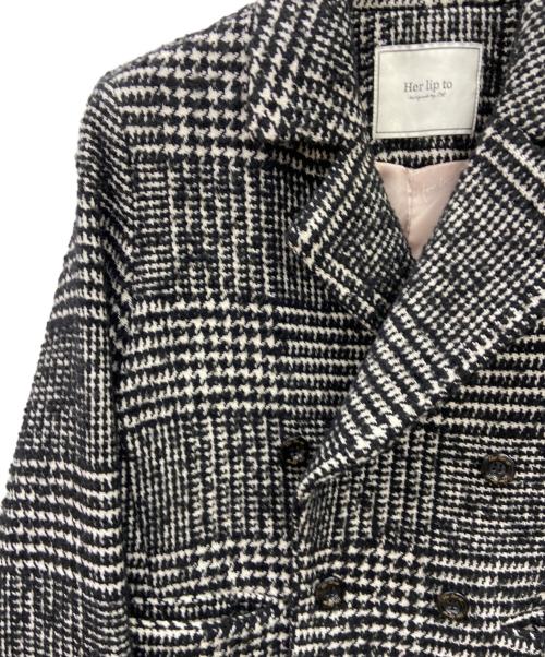 HER LIP TO（ハーリップトゥ）Her lip to (ハーリップトゥ) HEMINGWAY CHECK TWEED JACKET ブラック×ホワイト サイズ:Mの古着・服飾アイテム