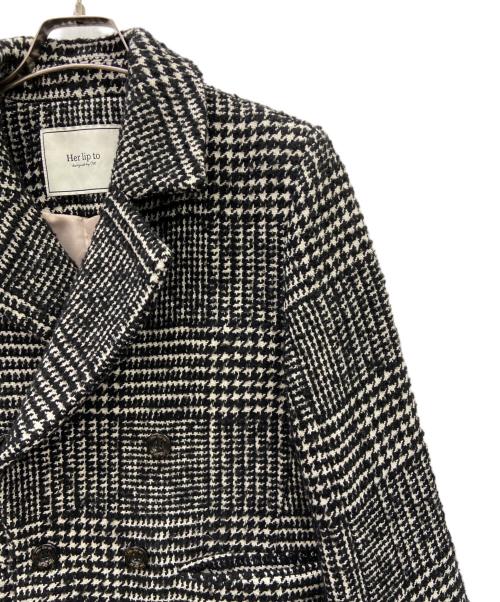 HER LIP TO（ハーリップトゥ）Her lip to (ハーリップトゥ) HEMINGWAY CHECK TWEED JACKET ブラック×ホワイト サイズ:Mの古着・服飾アイテム