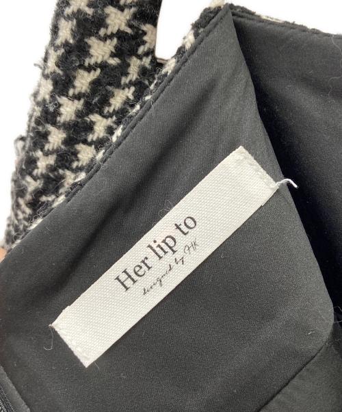 HER LIP TO（ハーリップトゥ）Her lip to (ハーリップトゥ) HEMINGWAY CHECK TWEED JACKET ブラック×ホワイト サイズ:Mの古着・服飾アイテム