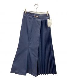 HER LIP TO（ハーリップトゥ）の古着「Pleated Denim-Effect Bit Skirt」｜ネイビー