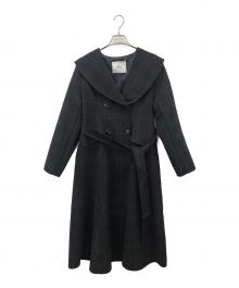 HER LIP TO（ハーリップトゥ）の古着「Herlipto Checked Pattern Wool Blend Coat」｜ブラック×グリーン
