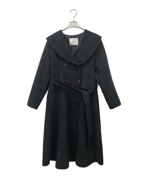 HER LIP TO（ハーリップトゥ）Her lip to (ハーリップトゥ) Herlipto Checked Pattern Wool Blend Coat ブラック×グリーン サイズ:Mの古着・服飾アイテム