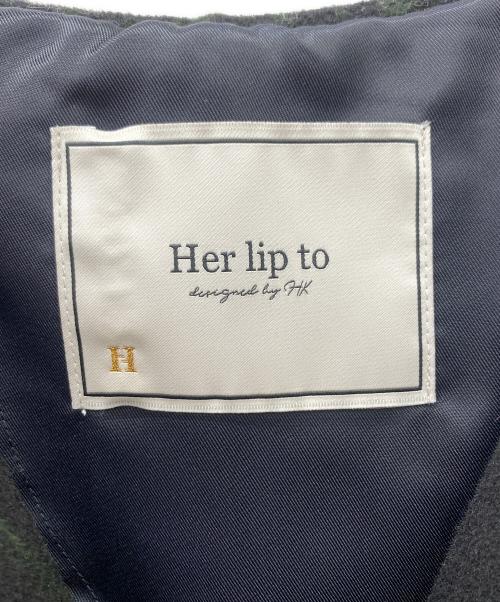 HER LIP TO（ハーリップトゥ）Her lip to (ハーリップトゥ) Herlipto Checked Pattern Wool Blend Coat ブラック×グリーン サイズ:Mの古着・服飾アイテム